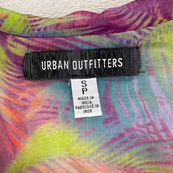 Urban Outfitters Blouse‎ Women’s S Misty Gauze Sheer Pink Purple Tie Front - Picture 7 of 10